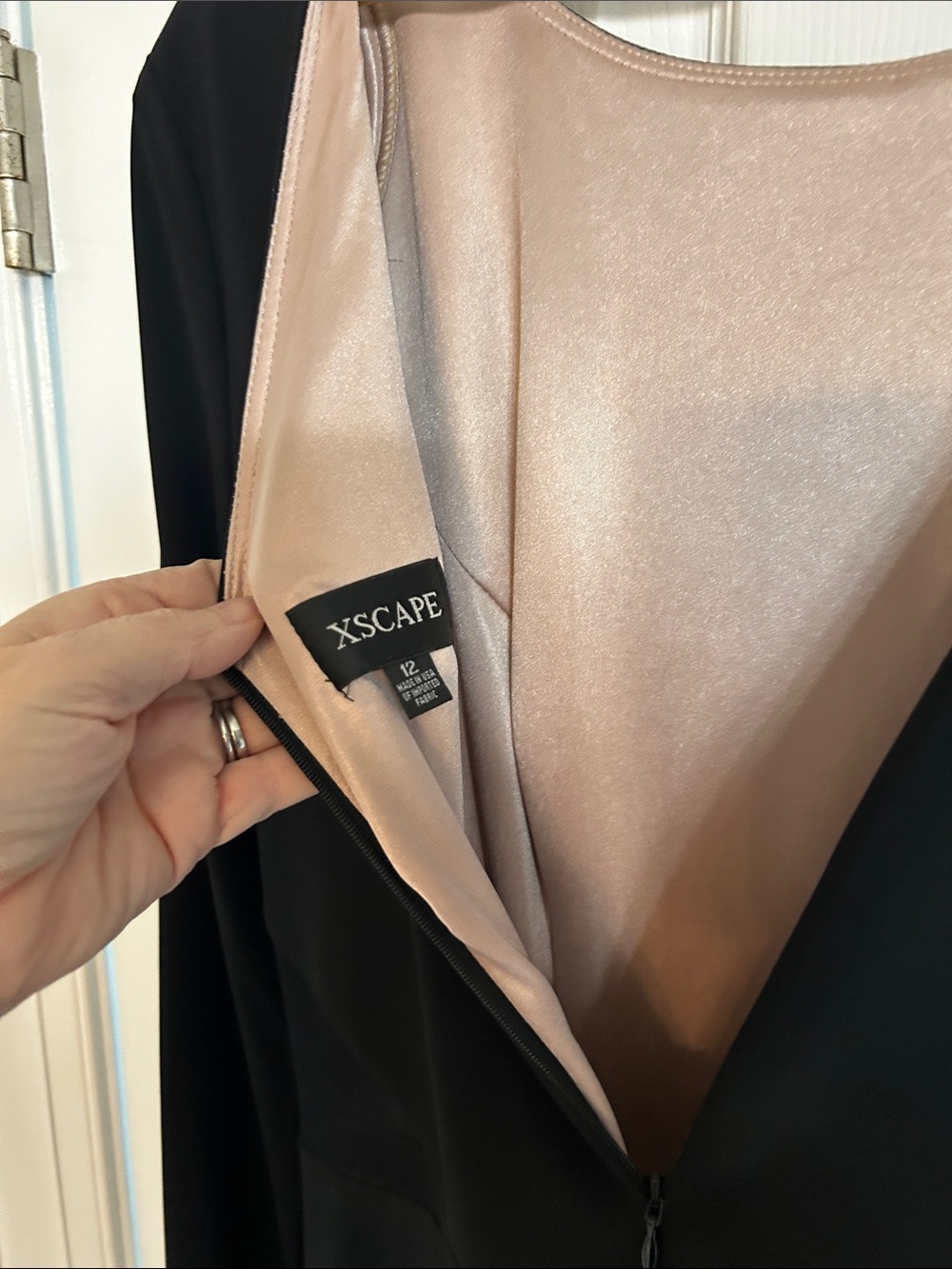 Xscape Black Long-Sleeve Evening Gown with Side Cutouts and Slit - Picture 5 of 6